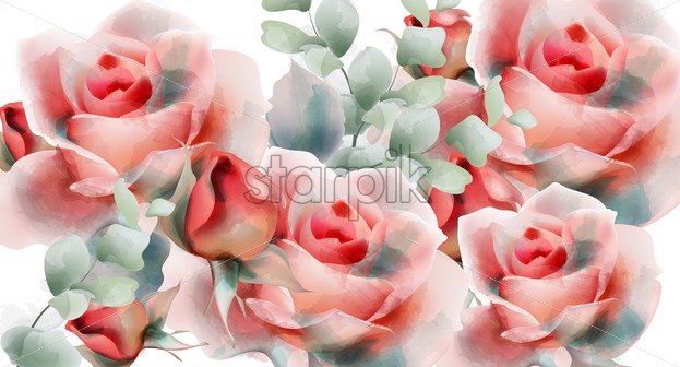 Pink Roses Vector Watercolor Summer Exotic Floral Background 623x336 Pink Roses Vector Watercolor Summer Exotic Floral Background