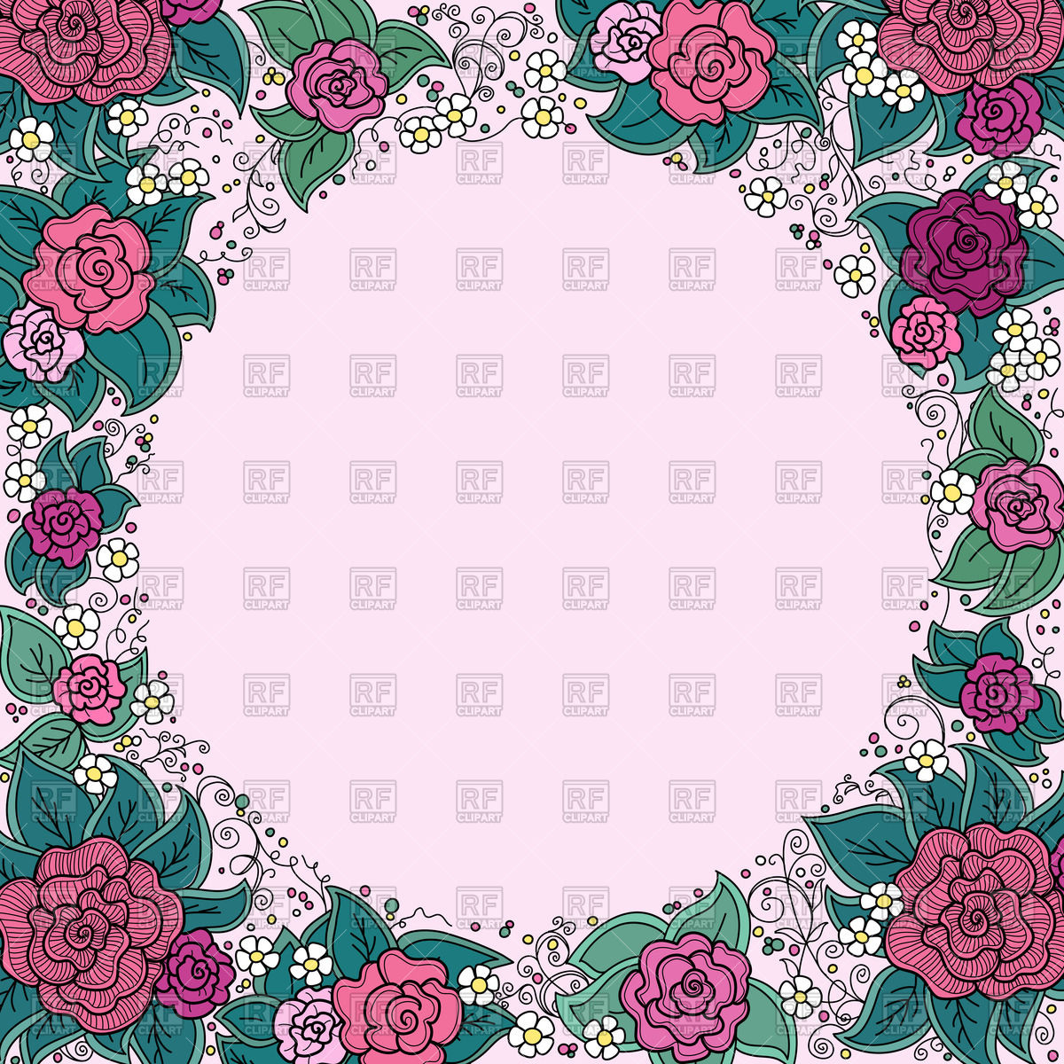 Round Ornamental Frame With Roses Vector Image Of Borders 1200x1200 Round Ornamental Frame With Roses Vector Image Of Borders