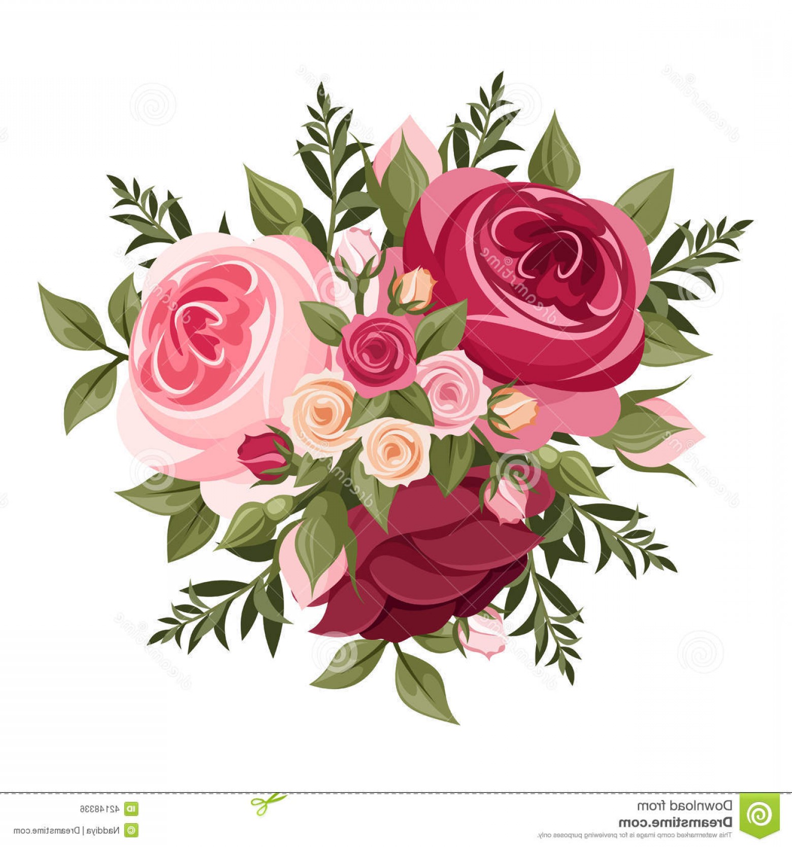 Stock Illustration Red Pink Roses Vector Illustration Bouquet 1560x1668 Stock Illustration Red Pink Roses Vector Illustration Bouquet