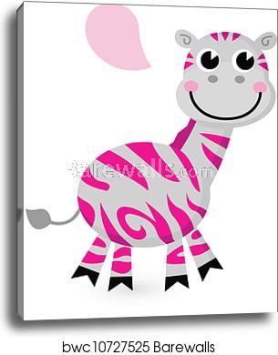 Cute Pink Zebra Isolated On White, Canvas Print Barewalls 305x390 Cute Pink Zebra Isolated On White, Canvas Print Barewalls