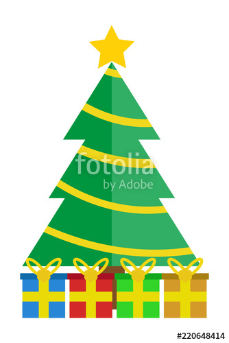334x500 Pino De Navidad Con Estrella Y Regalos Stock Image And Royalty