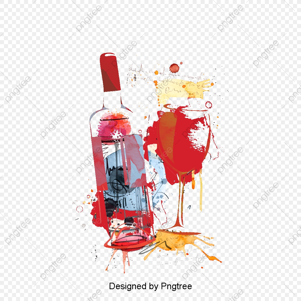 1200x1200 Watercolor Wine Glass And Bottle Pino, Decoration, Vector