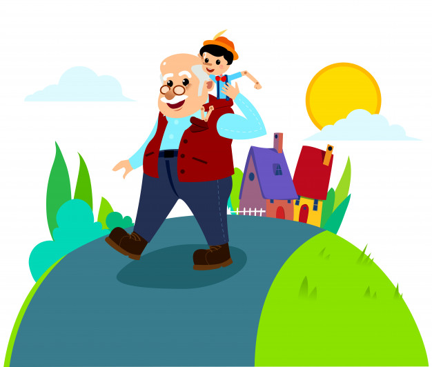 626x532 Pinocchio And Master Gepetto On The Village Road Vector Premium