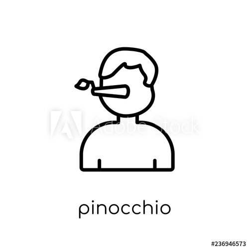500x500 Pinocchio Icon Trendy Modern Flat Linear Vector Pinocchio Icon