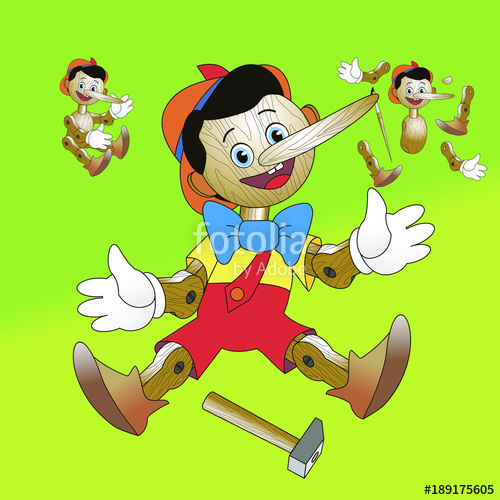 500x500 Pinocchio With Hammer Wooden Toy, Constructor On A Green
