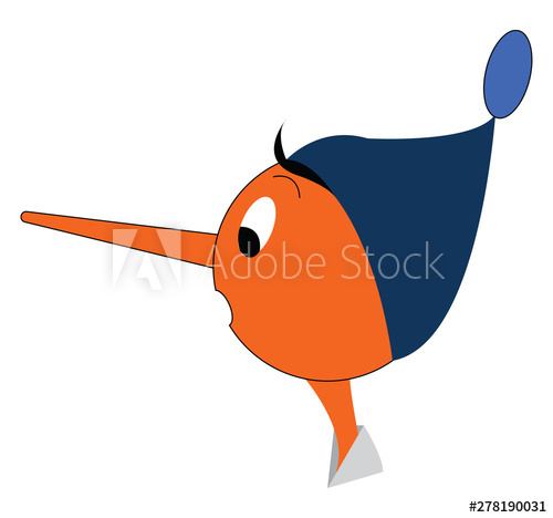 500x468 Pinocchio With Long Nose, Vector Or Color Illustration