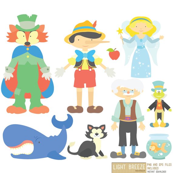 570x570 Pinocchio Digital Clipart Vector Set