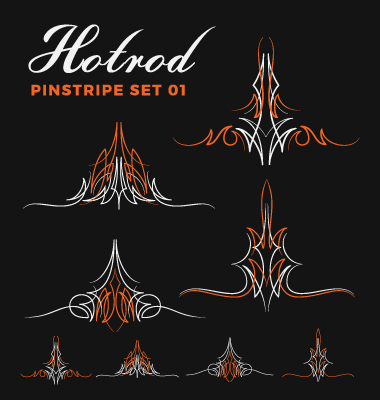 380x400 Hotrod Pinstripe Vector Illustration Set Free Download