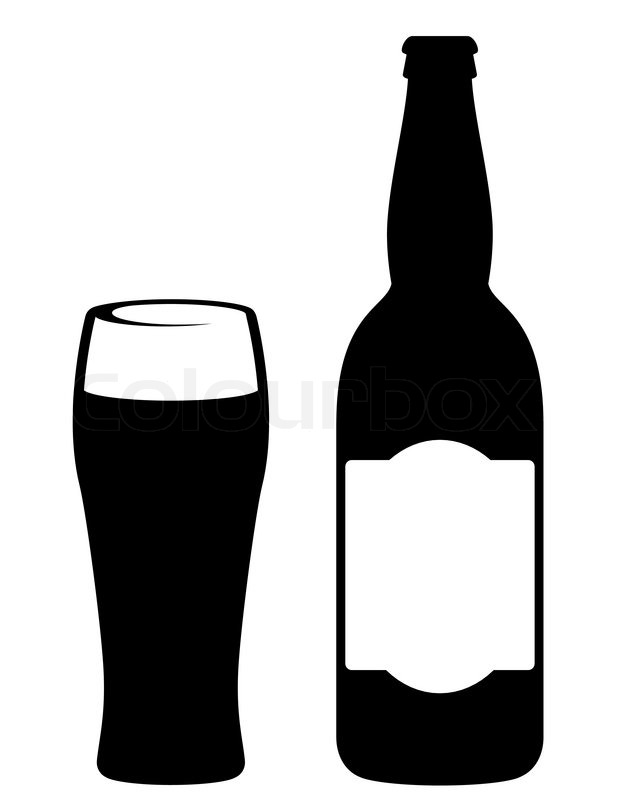 618x800 Black Beer Bottle With Glass On White Stock Vector Colourbox