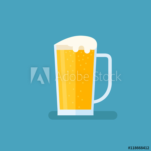 500x500 Glass Of Light Beer Isolated On Blue Background Pint Vector