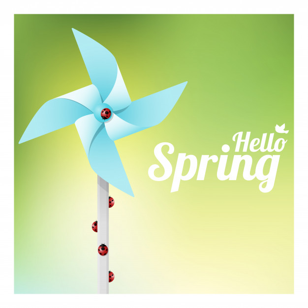 Hello Spring Background With Ladybugs On Colorful Pinwheel Vector 626x626 Hello Spring Background With Ladybugs On Colorful Pinwheel Vector