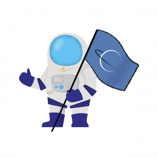626x626 Spaceman Showing Flag And Thumbs Up Explorer, Pioneer, Mission