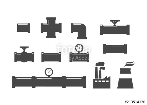 500x357 Pipe Fittings Vector Icons Set Plumbing, Water Pipes Sewage