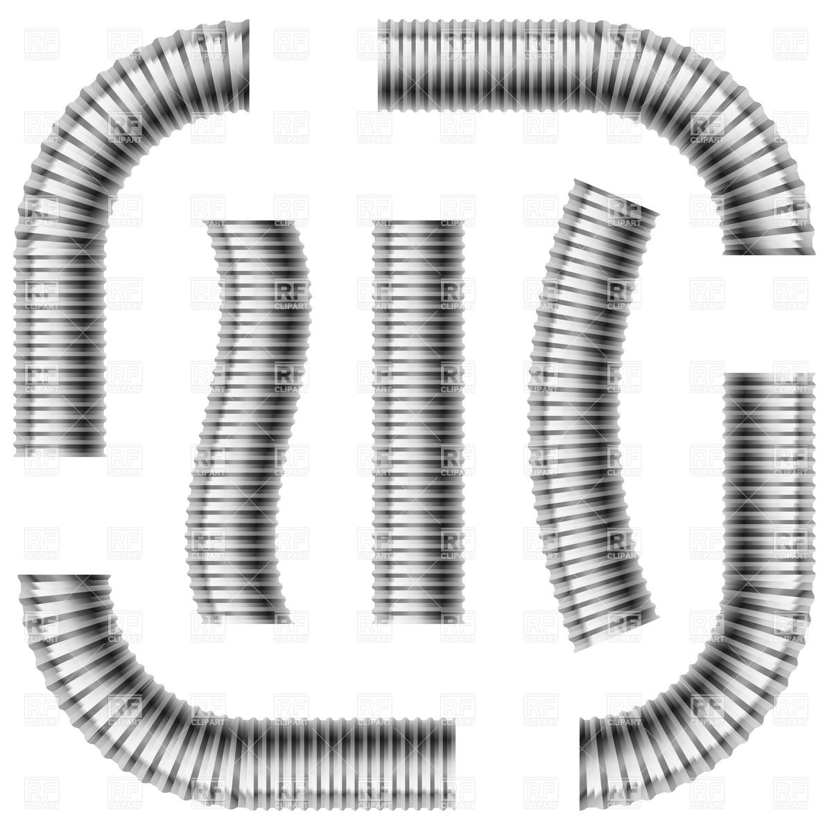1200x1200 Set Of Gray Corrugated Drain Pipes Vector Image Of Technology
