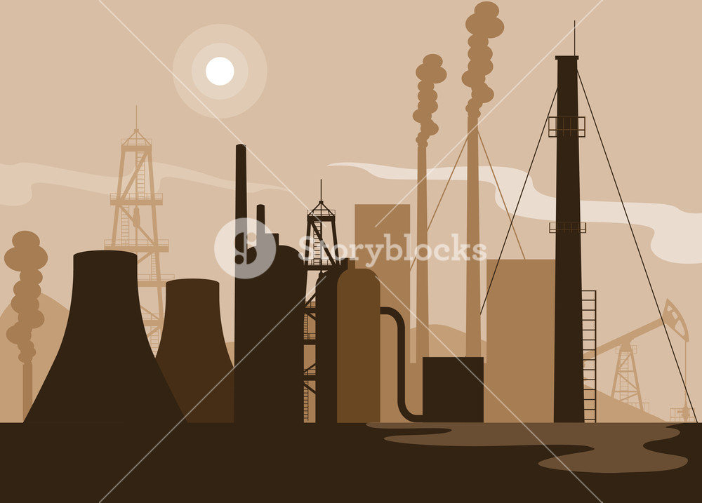 1000x717 Oil Industry Scene With Plant Pipeline Vector Illustration Design