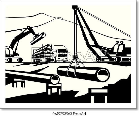 560x470 Free Art Print Of Construction Of Above Ground Pipeline