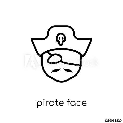 500x500 Pirate Face Icon Trendy Modern Flat Linear Vector Pirate Face