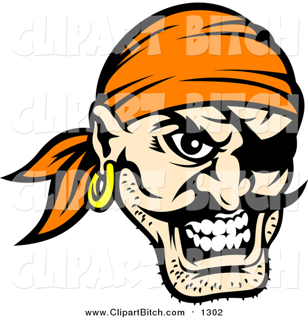 600x620 Clip Vector Art Of A Tough Pirate Face With An Eye Patch