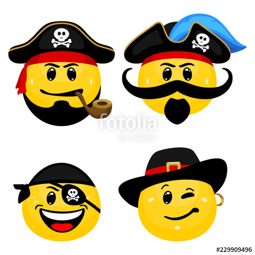 500x500 Vector Emoticon Set Of Pirates Face Icons Of Pirate Captains
