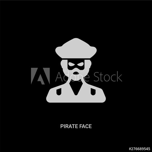 500x500 White Pirate Face Vector Icon On Black Background Modern Flat