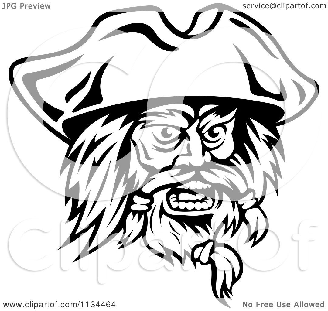 1080x1024 Clipart Of An Angry Black And White Pirate Face