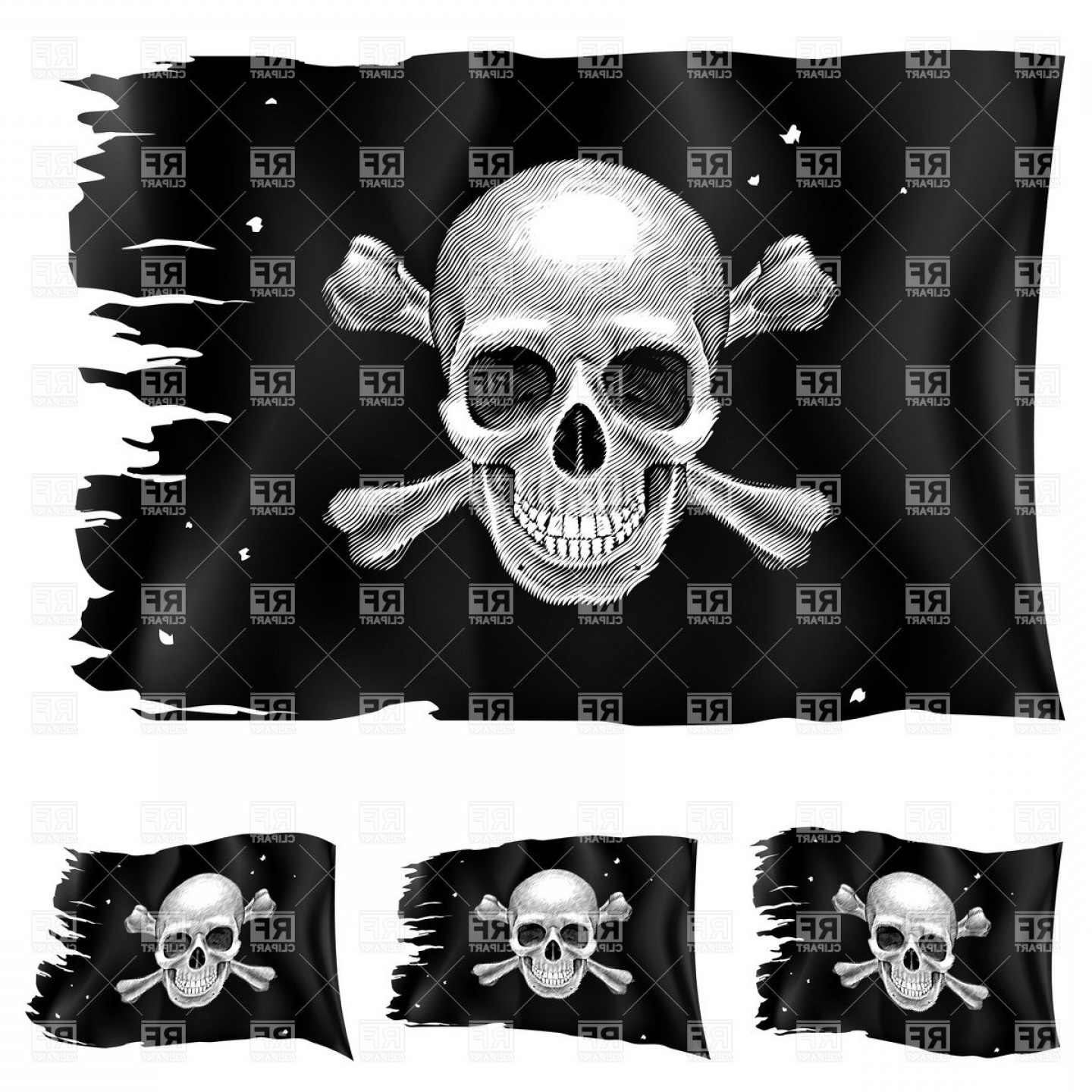 1440x1440 Jolly Roger Pirates Flag With Crossbones Vector Clipart Studiogrfx