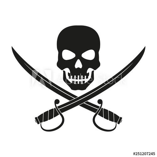 500x500 Jolly Roger With Crossed Swords Pirate Flag Emblem With A Skull