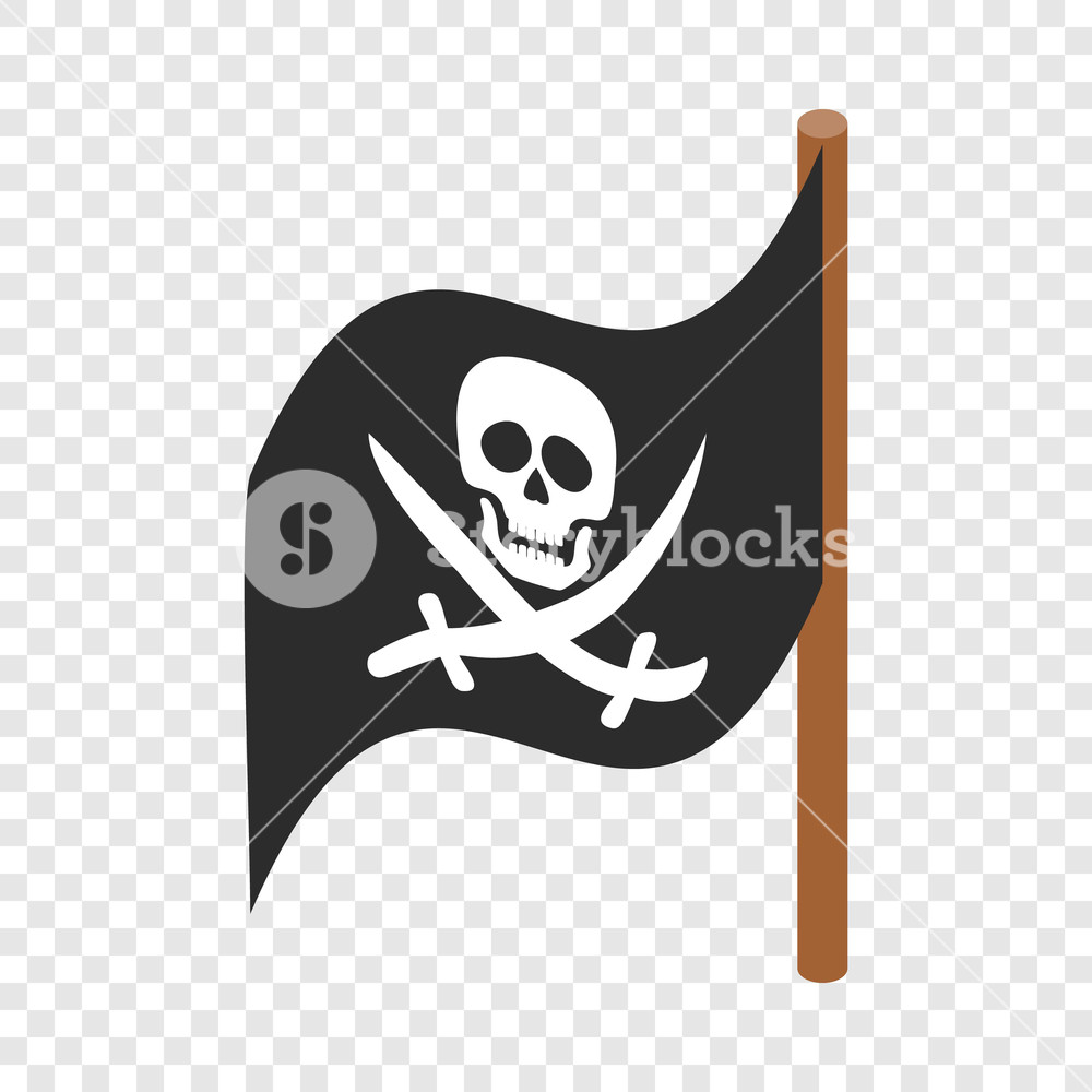 1000x1000 Pirate Flag Isometric Icon On A Transparent Background Vector