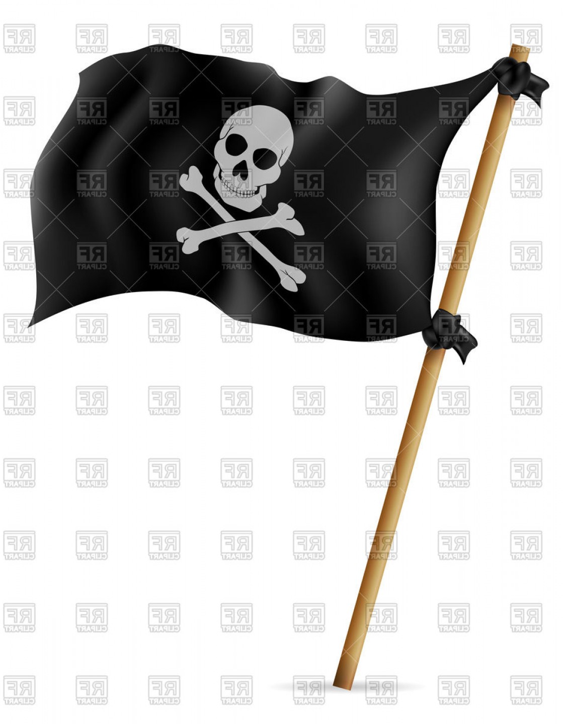 1119x1440 Black Pirate Flag With Skull On Stick Vector Clipart Handandbeak