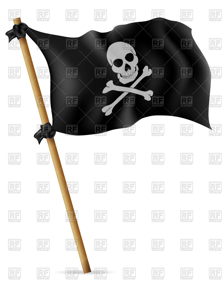 933x1200 Black Pirate Flag With Skull On Stick Vector Image Of Signs