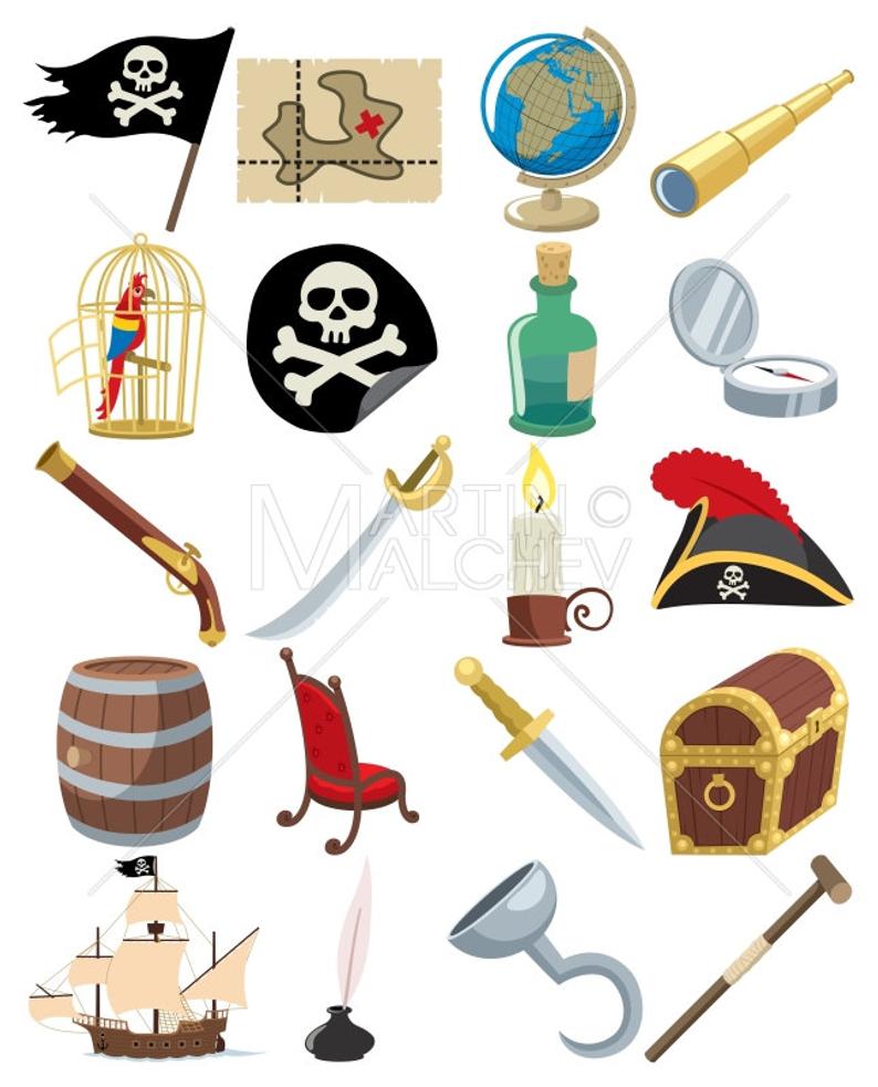 794x983 Pirate Icons Vector Cartoon Illustration Accessory Etsy