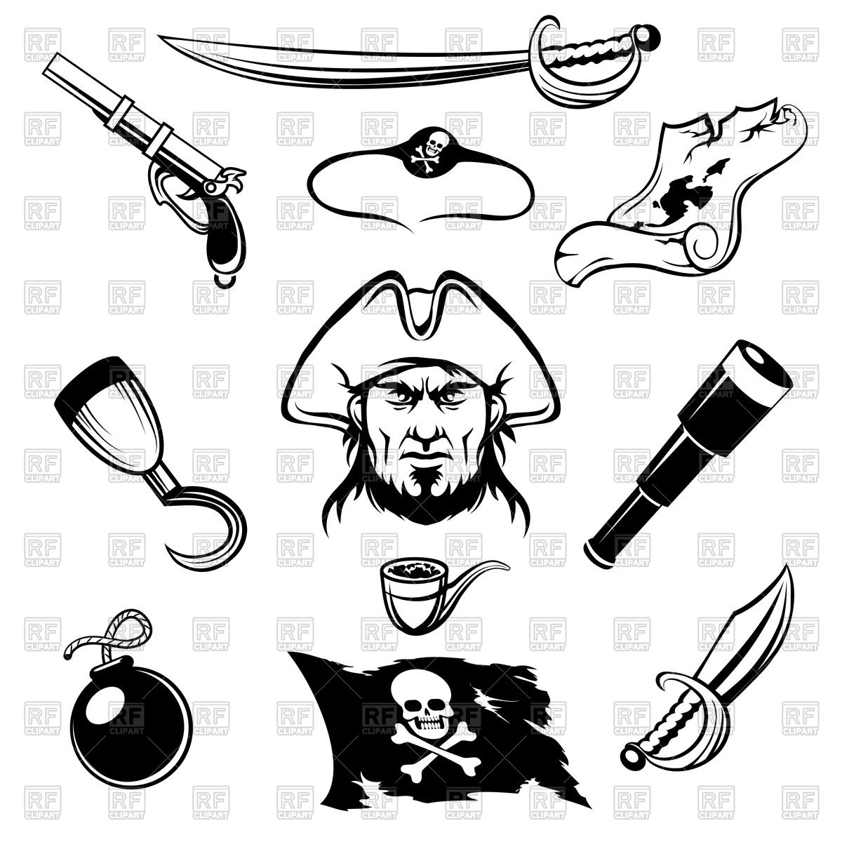 1200x1200 Set Of Pirate Icons Vector Image Of Objects