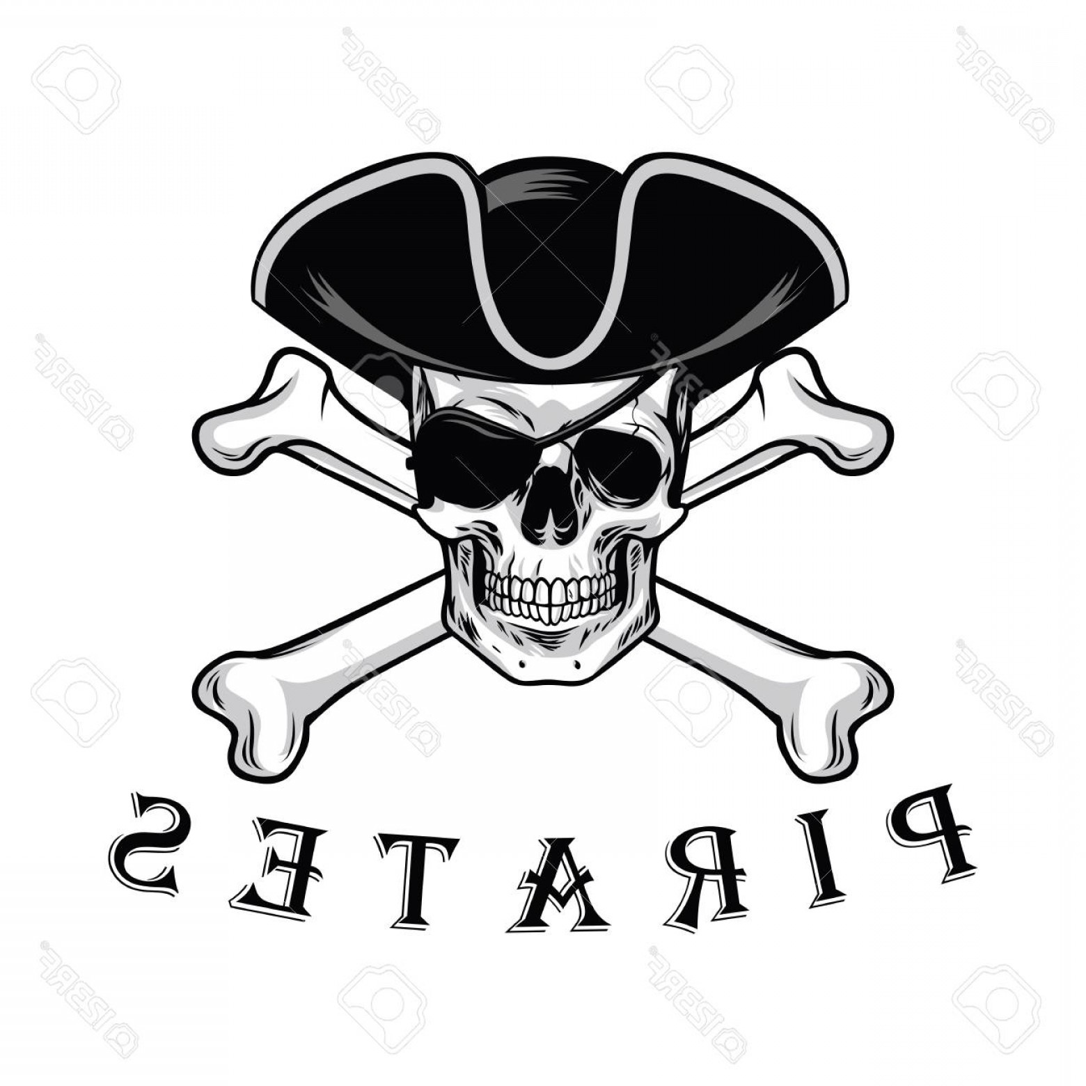 1560x1560 Photostock Vector Pirate Skull With Cross Bones Hat And Eyepatch