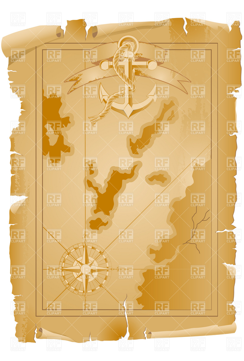 814x1200 Old Pirate Map With Anchor And Ribbon Vector Image Of Travel