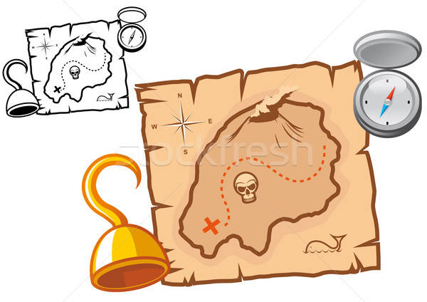 600x424 Pirate Treasure Map Vector Illustration Carbouval