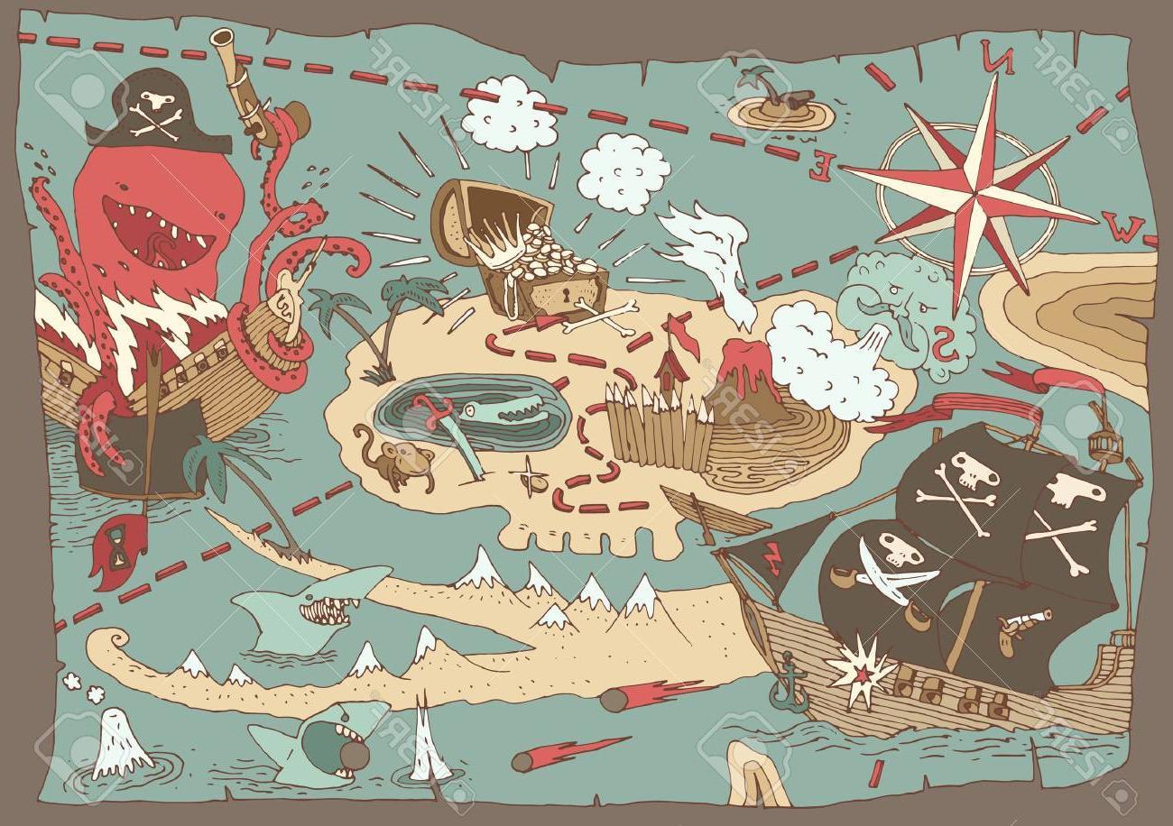1300x916 Unique Pirate Treasure Map Vector Free Free Vector Art