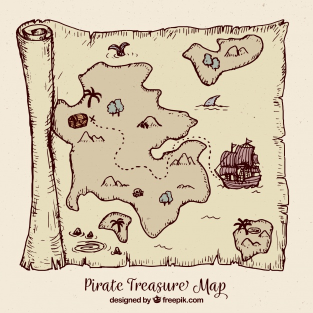 626x626 Vintage Map With Pirate Treasure Vector Free Download