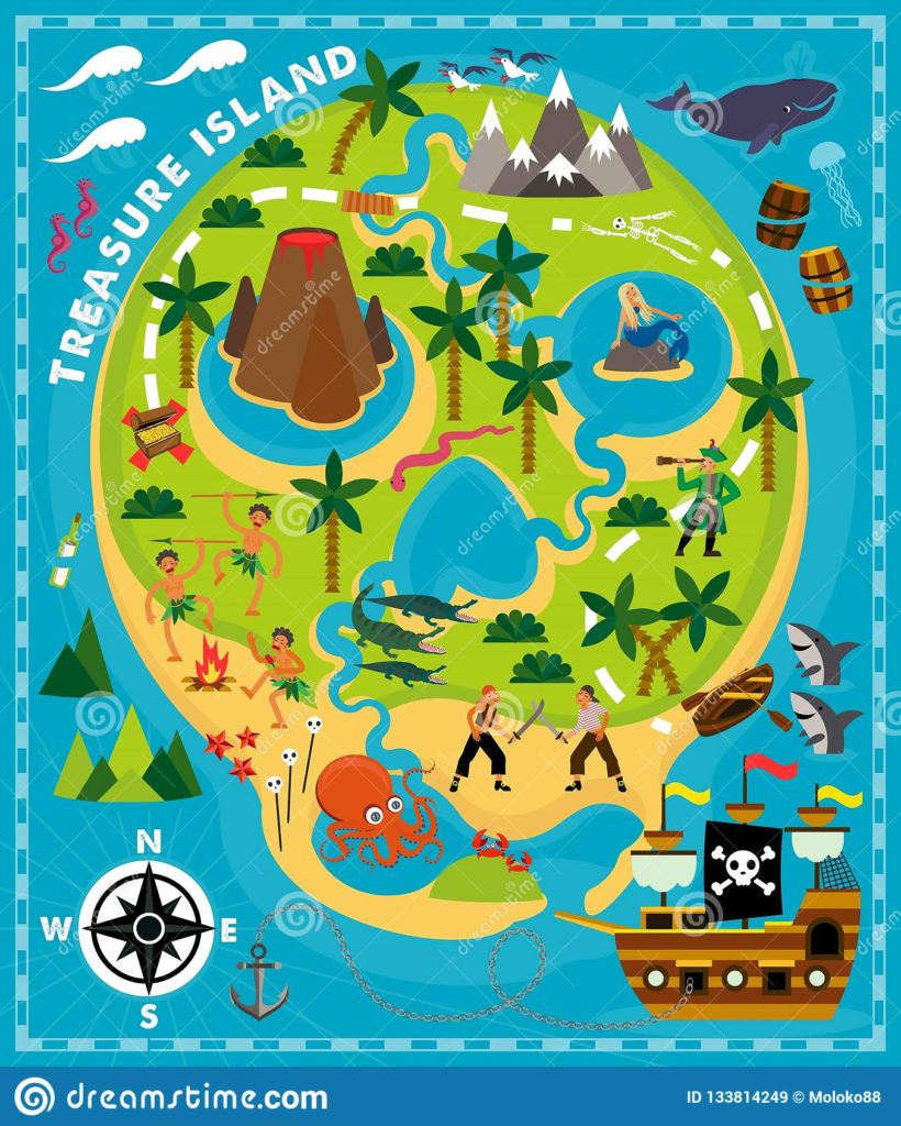 820x1024 Coloring Cartoonrate Map Treasure Travel Adventure Vector