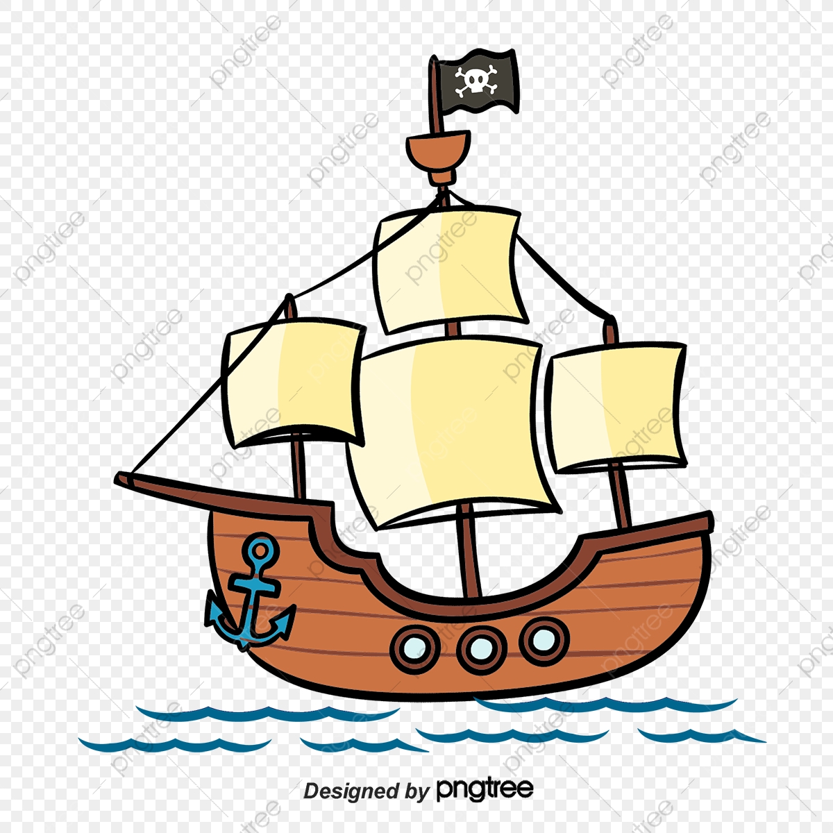 1200x1200 Vector Painted Pirate Ship, Large Pirate Ship, Sailboat, Painted