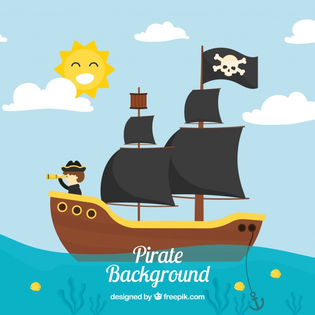 626x626 Landscape Background With Pirate Ship Vector Free Download