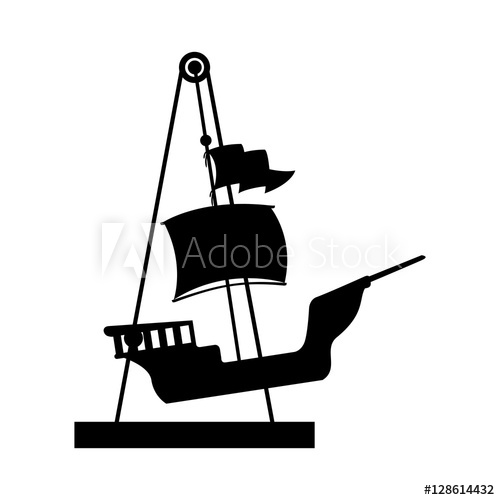 500x500 Silhouette Amusement Park Pirate Ship Line Icon Vector