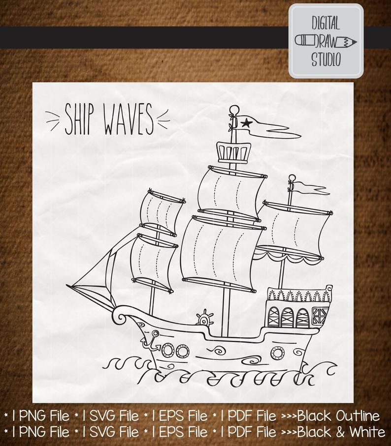 794x907 Hand Drawn Sail Boat