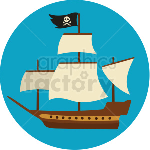 300x300 Pirate Ship Vector Clipart On Aqua Background Royalty Free Gif