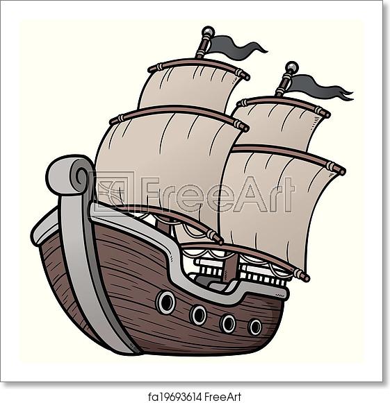 561x581 Free Art Print Of Pirate Ship Vector Illustration Of Pirate Ship