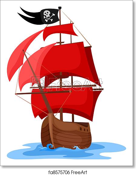 450x580 Free Art Print Of Ship Vector Illustration Of A Pirate Ship