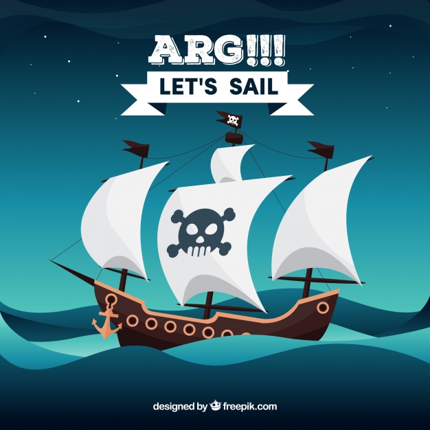 626x626 Sea Background With Pirate Ship Vector Free Download