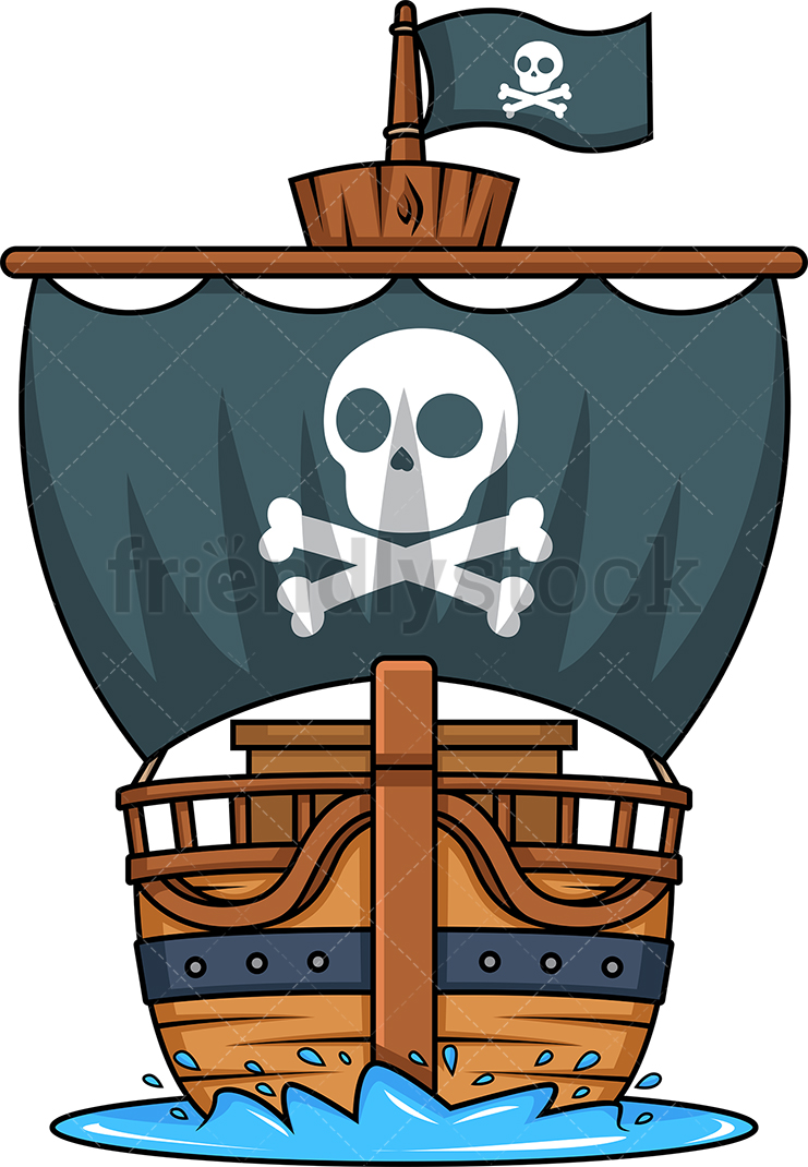 741x1070 Front View Of A Pirate Ship Cartoon Clipart Vector