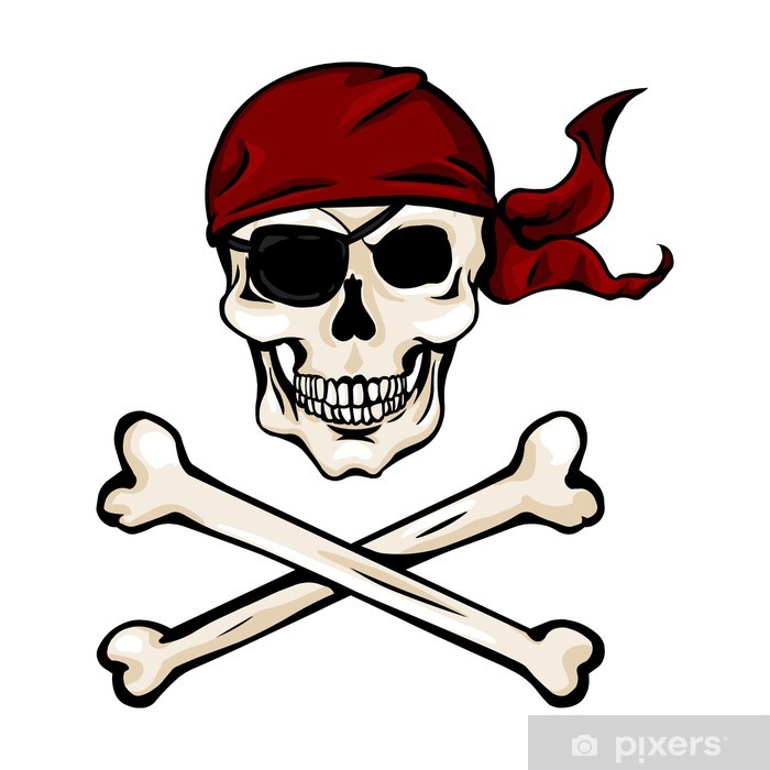 700x700 Vector Cartoon Pirate Skull In Red Bandana With Cross Swords