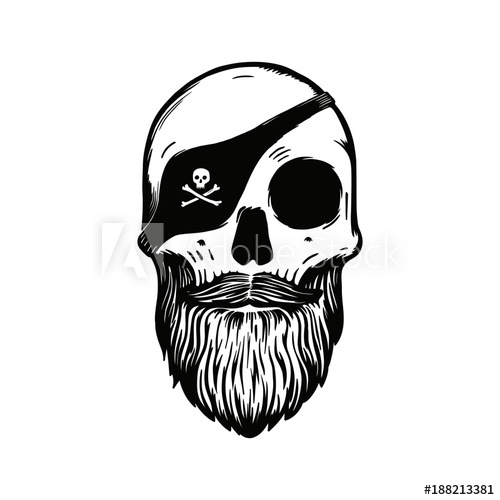500x500 Monochrome Pirate Skull Vector Illustration