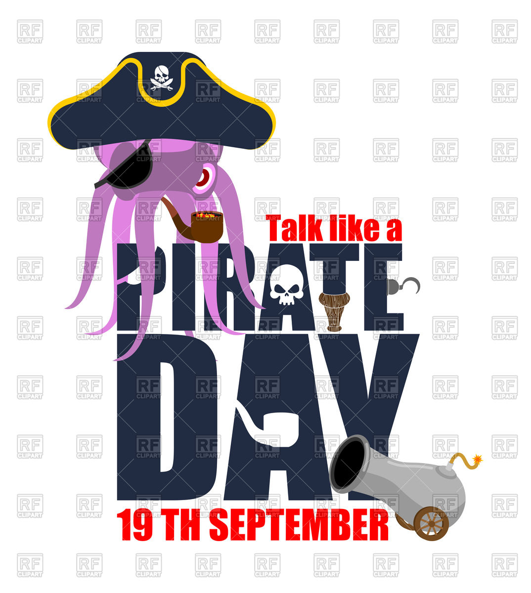 1074x1200 International Talk Like A Pirate Day Octopus Pirate Vector Image